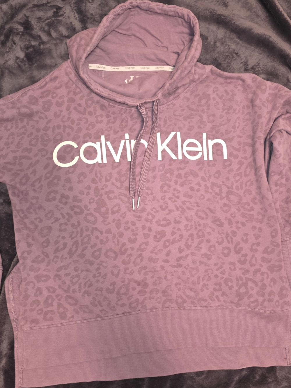 Calvin Klein Lavender Leopard Cowl Neck
